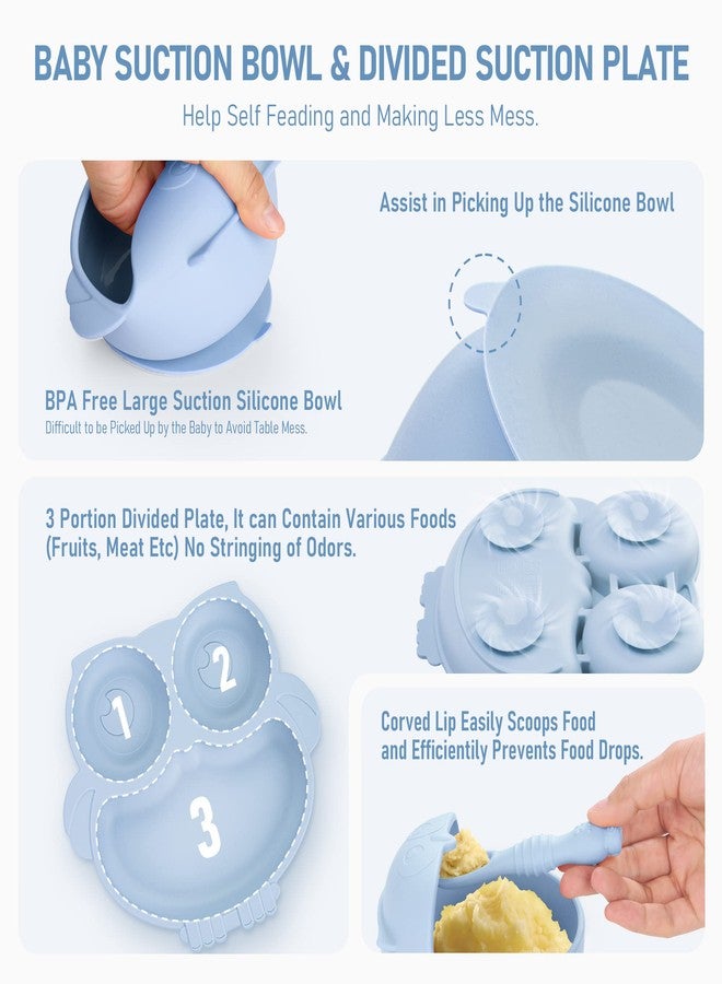 Bnditeu Baby Weaning Set, Silicone Baby Feeding Set(10 Pcs), Toddler Weaning Set with Adjustable Bib, Suction Bowl, Plate, Fork, Spoon, Water & Snack Cup Kit, Baby Led Weaning Kit for Babies and Kids - Image 4